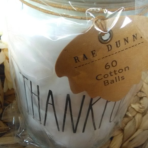 NWT RAE DUNN THANKFUL Cotton Ball Jar - Picture 8 of 8